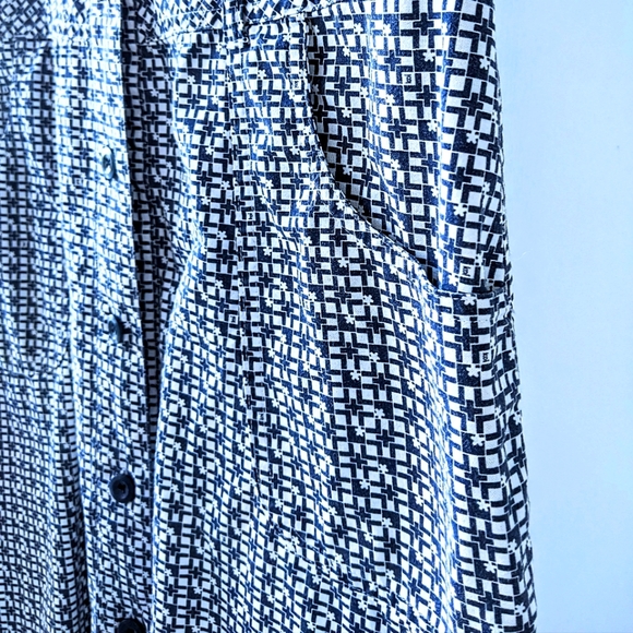 Cotton Blue and White Printed Dress. Pockets! Small. - Picture 7 of 12